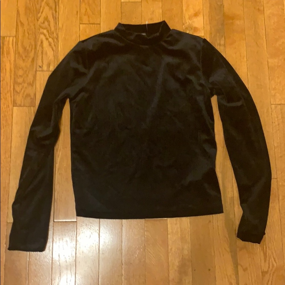 F21 Velvet Mock Neck Shirt